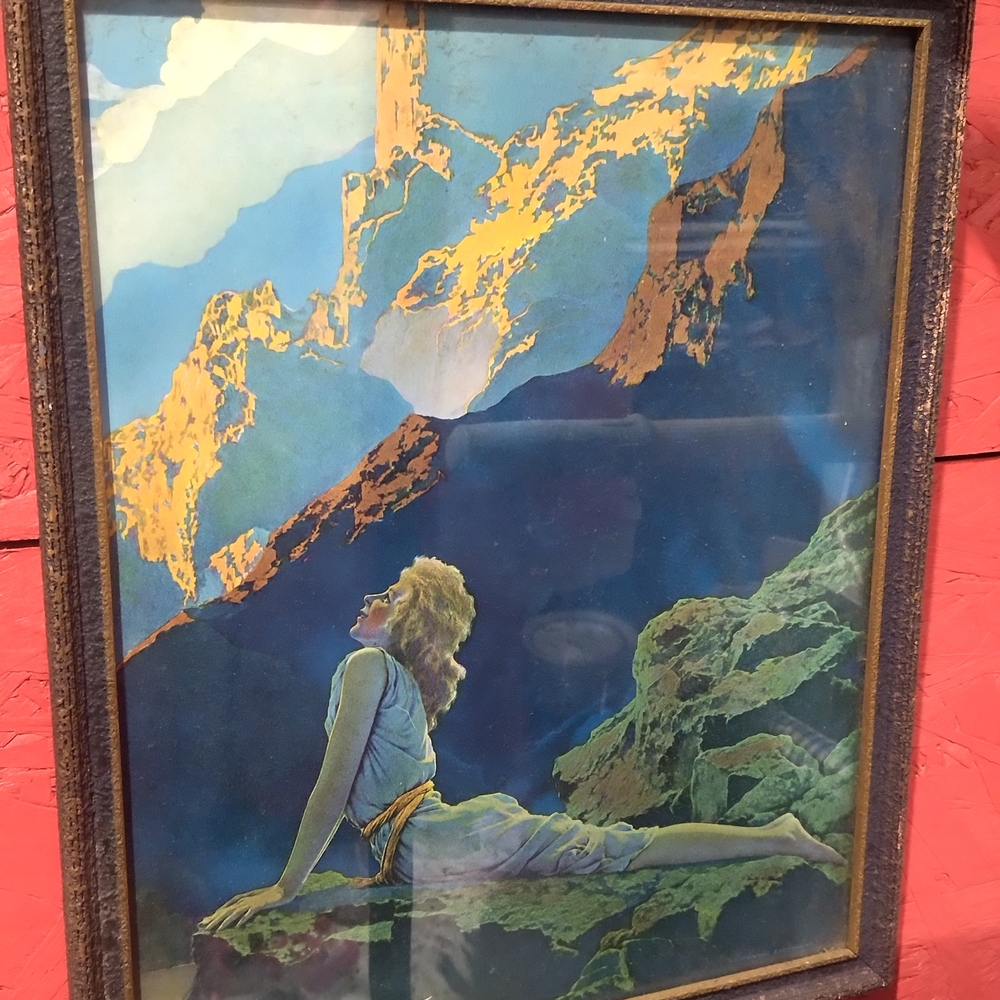 Vintage Art Deco Style Framed Print in Blue and Gold